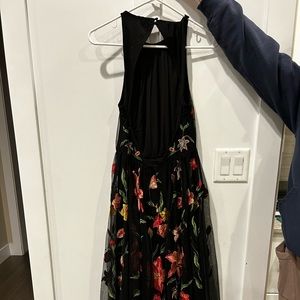 ASOS black, floor length, embroidered dress.  Brand new.Size small.  Open back.